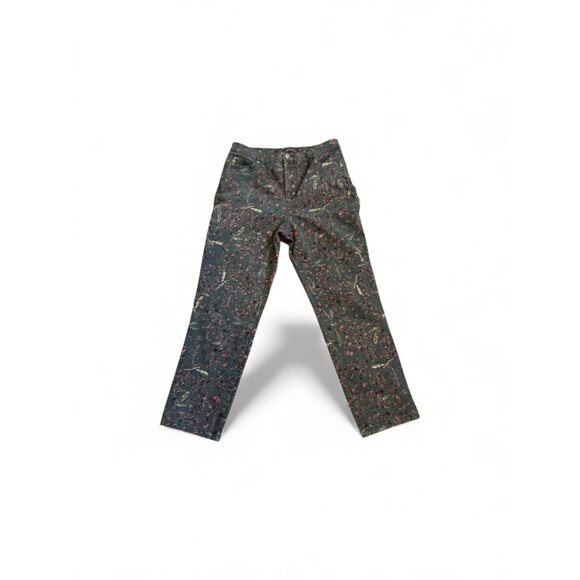 Gloria Vanderbilt Amanda Tapered Jeans Size 8 Green Floral Pattern Cotton Blend - Picture 4 of 4